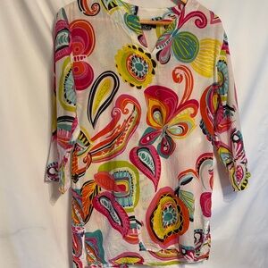 Kikisol Resortwear Artsy Women's Tunic Top SZ S